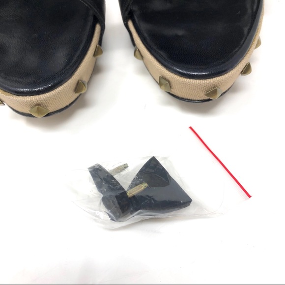 SERGIO ROSSI black leather & fabric, ankle wrap sandals, size 39, made in Italy - Picture 10 of 15